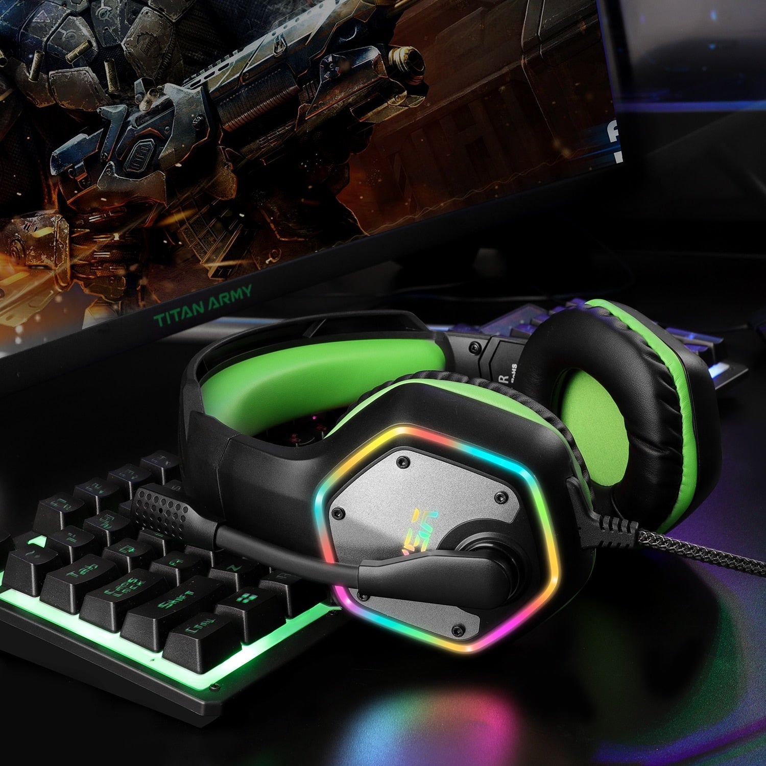 Gaming Headphones For PC/PS4/PS5 EKSA E1000 7.1 Surround RGB Gaming Headset Gamer USB Wired Headphones with Noise Cancelling Mic