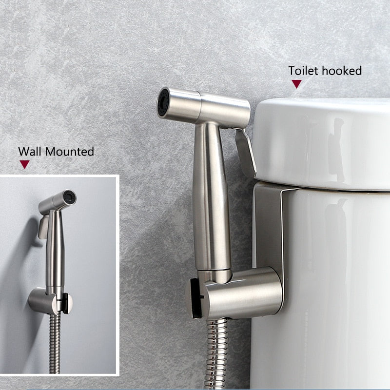 Stainless Steel Handheld Bidet Sprayer Set for Toilet - Bathroom Hand Bidet Faucet with Self-Cleaning Shower Head