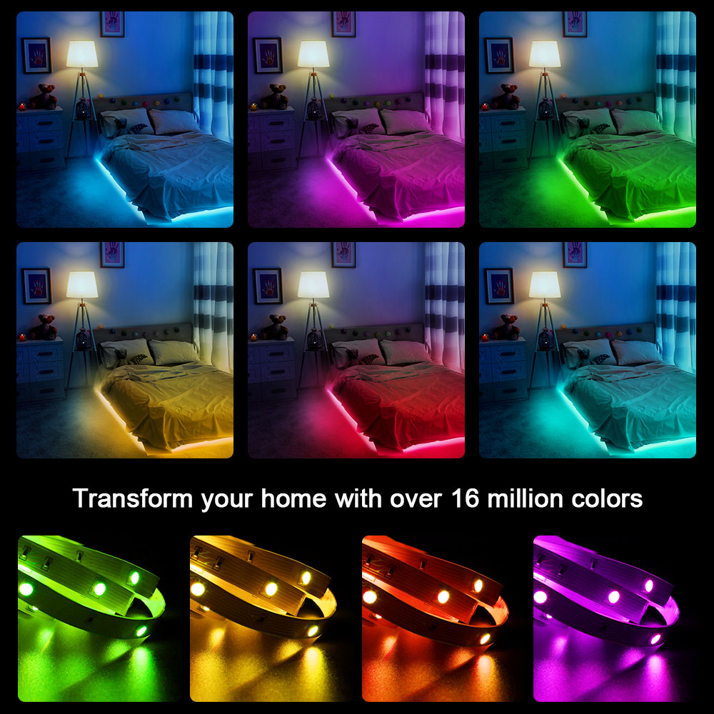 Vibrant DIY RGB LED Strip Light - Create a Stunning Ambiance with a Flexible 5050/SMD3535 Ribbon, Bluetooth Control, and DC 12V Power - Ideal for Christmas Decor and More