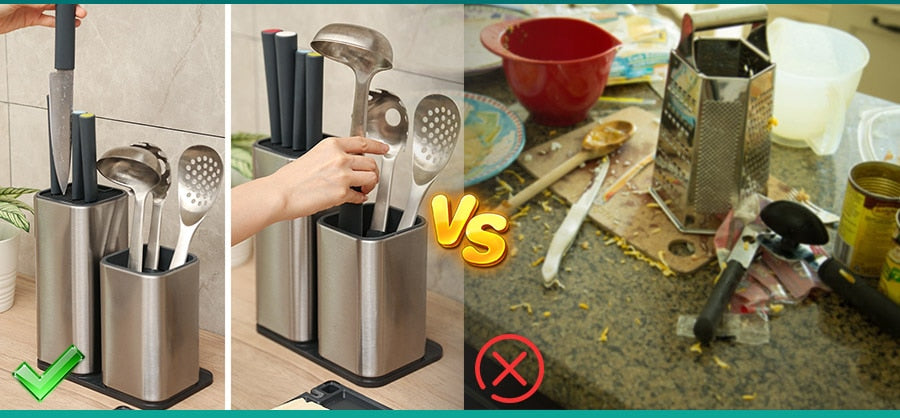 Stainless Steel Knife Holder for Kitchen Knife Set - Organize Your Cooking Utensils with Style and Functionality