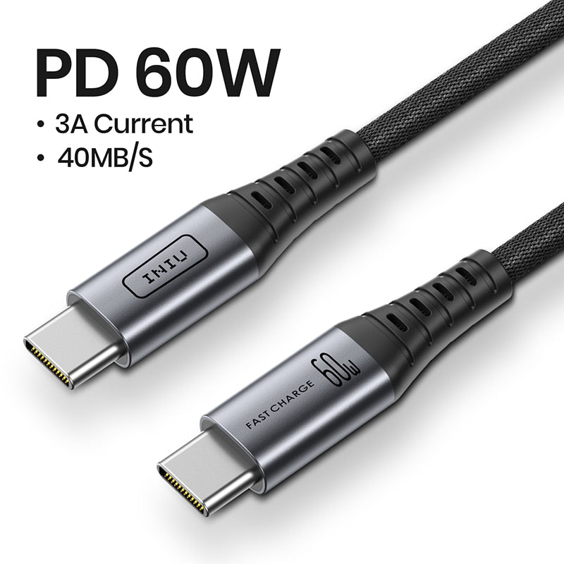 INIU 100W USB C to USB Type C Cable PD 5A QC Fast Charging Phone Charger Cord For Samsung S23 iPad Pro MacBook Tablets LG Google