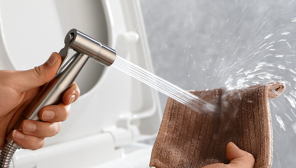 Stainless Steel Handheld Bidet Sprayer Set for Toilet - Bathroom Hand Bidet Faucet with Self-Cleaning Shower Head