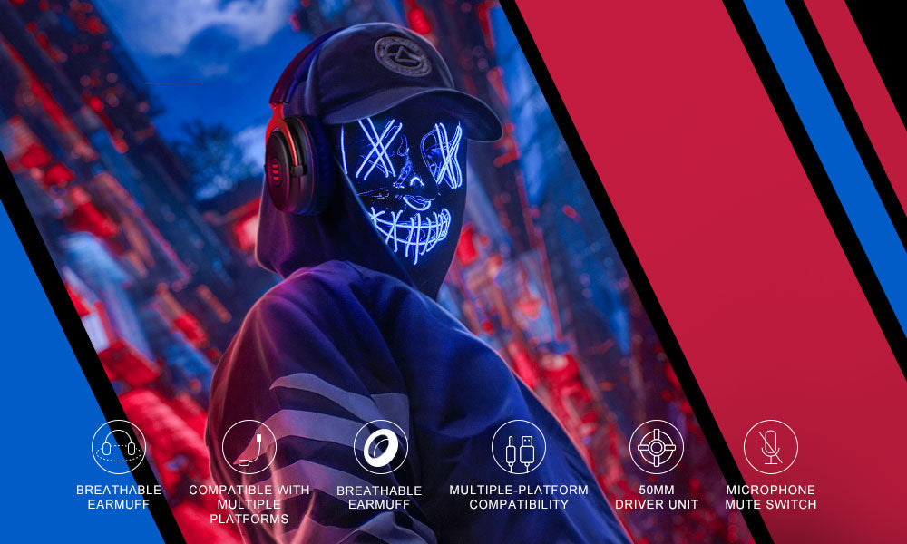 Professional Gaming Headset - Stereo Wired Game Headphones with Microphone for PS4, Smartphone, Xbox, and PC