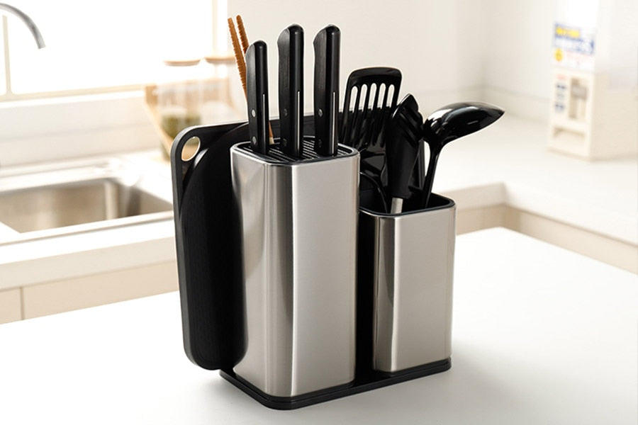 Stainless Steel Knife Holder for Kitchen Knife Set - Organize Your Cooking Utensils with Style and Functionality