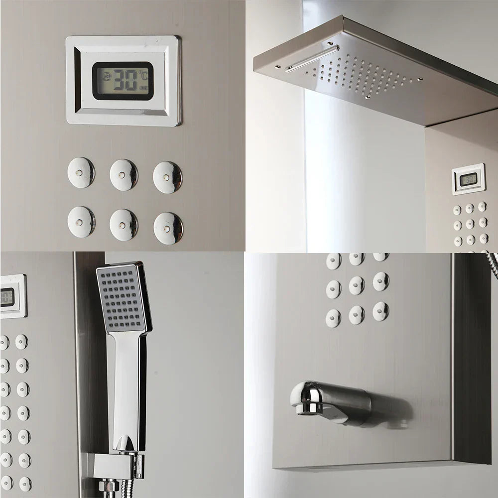 DecorBites™ Brushed Nickel Shower Column with Tub Spout & Hand Shower System