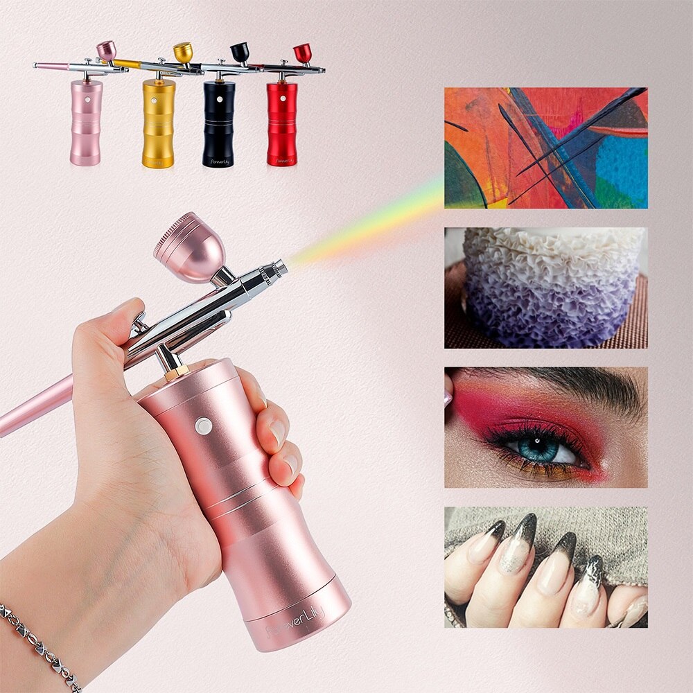 Foreverlily Mini Air Compressor Kit Air-Brush Paint Spray Gun Airbrush For Nail Art Tattoo Craft Cake Face Nano Fog Mist Sprayer