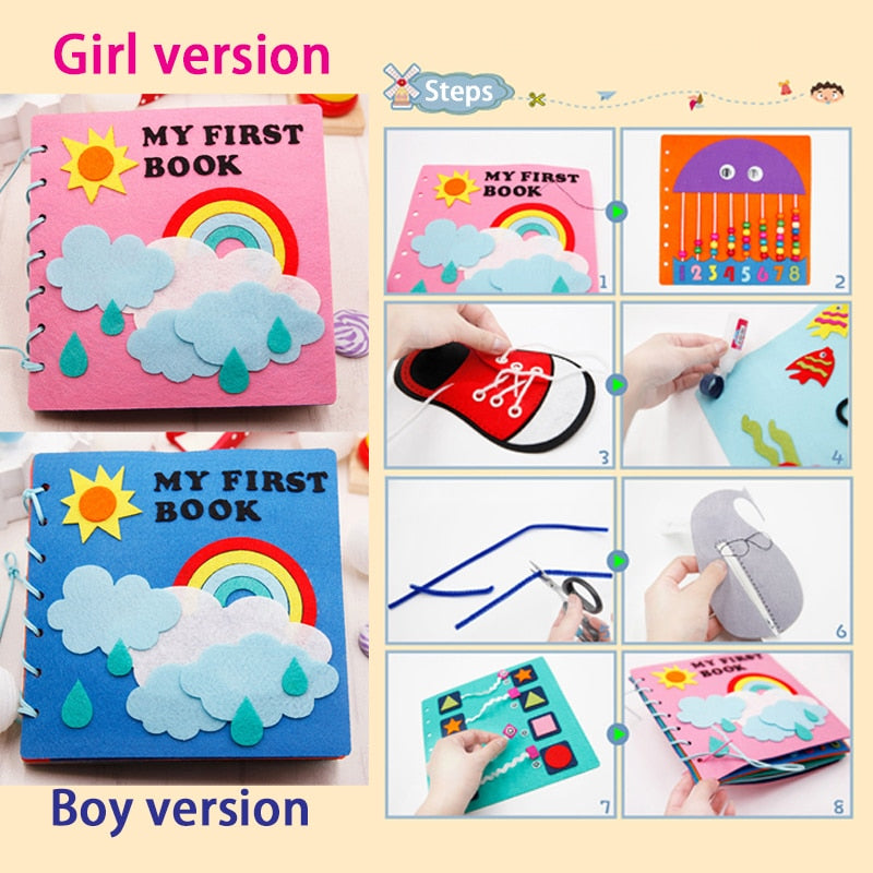 Cloth Book Toddler Montessori Toys DIY Craft Castle Rainbow  Handmade Book Busy Board Baby Early Learning Education Basic Life
