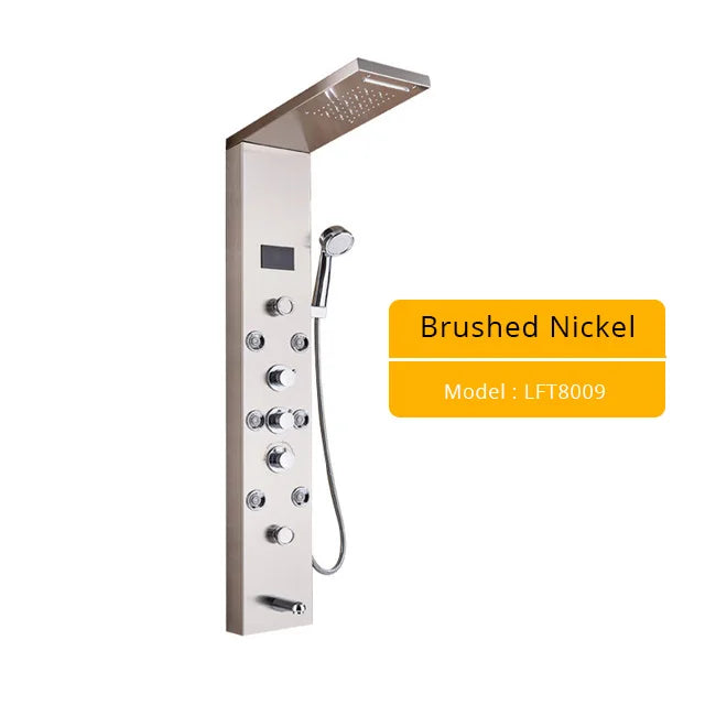 DecorBites™ LED Light Shower Panel Faucet with Waterfall Rain Shower Head and Massage Jets