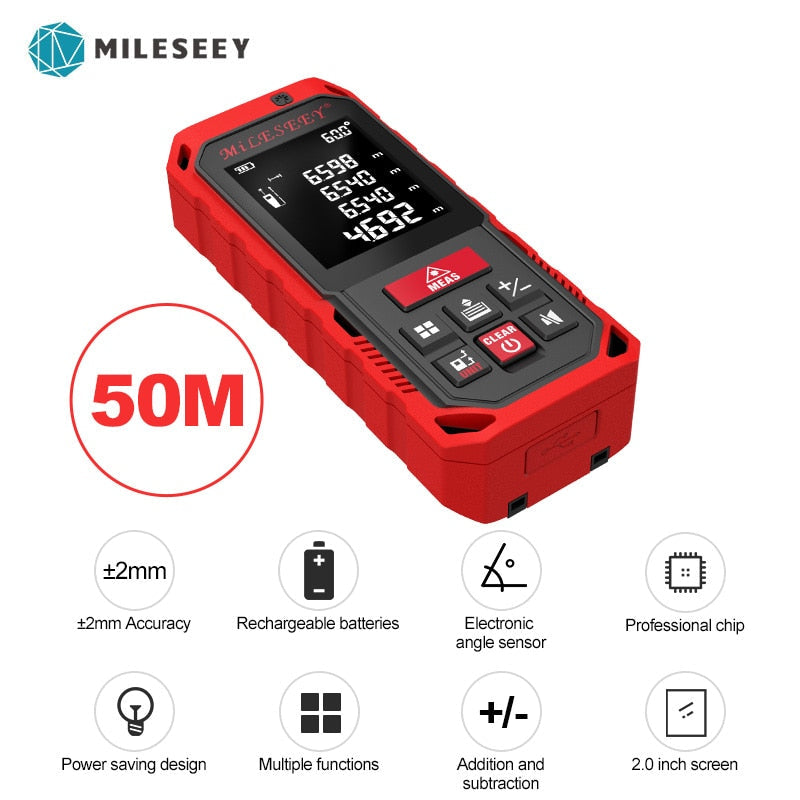 Mileseey Laser Distance Meter Electronic Roulette Laser Digital Tape Rangefinder Trena Metro Laser Range Finder  Measuring Tape
