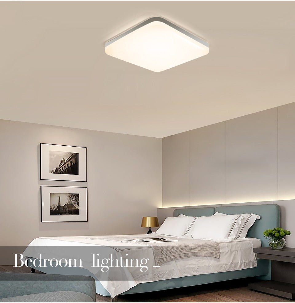 Square LED Ceiling Lamp - Bedroom Lighting in Neutral White, Cold White, and Warm White - 48W, 36W, 24W, 18W Options for Living Room Brilliance