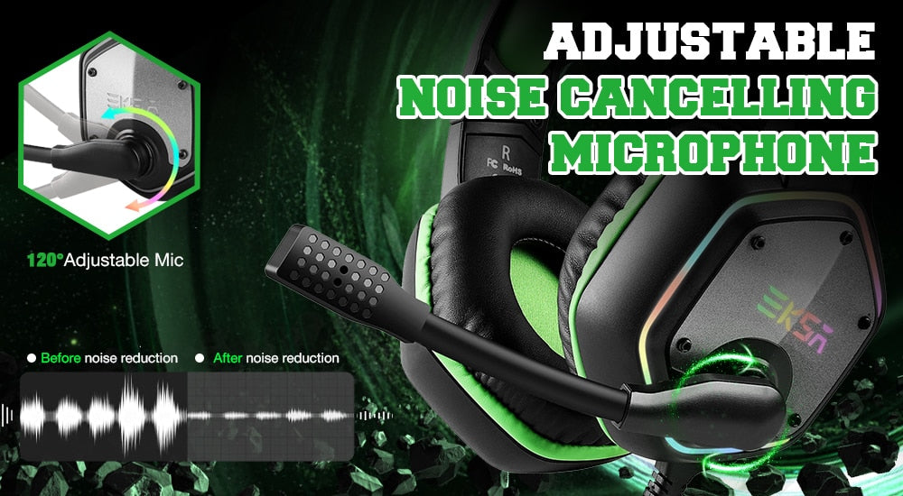 Gaming Headphones For PC/PS4/PS5 EKSA E1000 7.1 Surround RGB Gaming Headset Gamer USB Wired Headphones with Noise Cancelling Mic