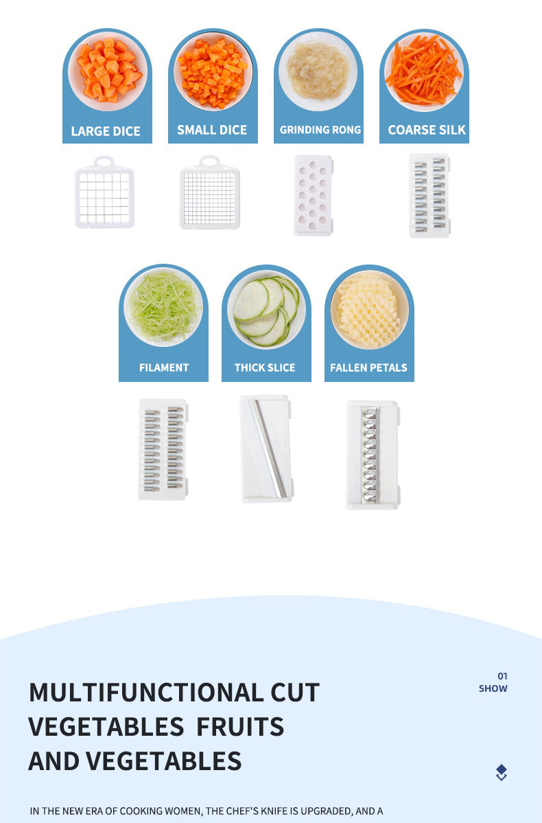 14 pack Multifunctional vegetable chopper fruit knife kitchen potato slicer grater drain basket onion shredder kitchen access