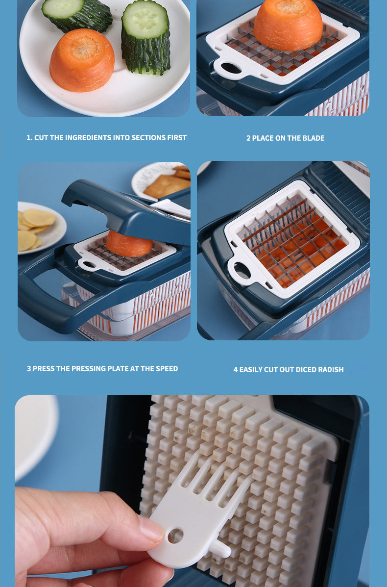 14 pack Multifunctional vegetable chopper fruit knife kitchen potato slicer grater drain basket onion shredder kitchen access