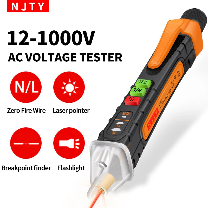 Non-Contact Voltage Tester Pen Smart Voltage Detector Infrared Indicator 12-1000V Test Pencil Breakpoint Finder With Flashlight