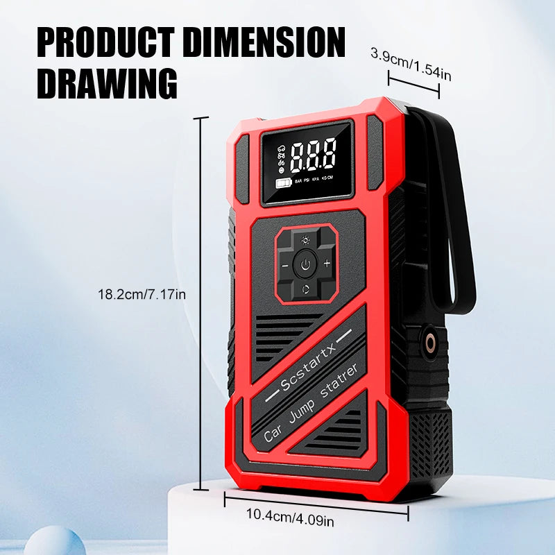 Portable 150PSI air pump, emergency car jump starter, power bank, LED lighting, air compressor,car starter suitable for all cars