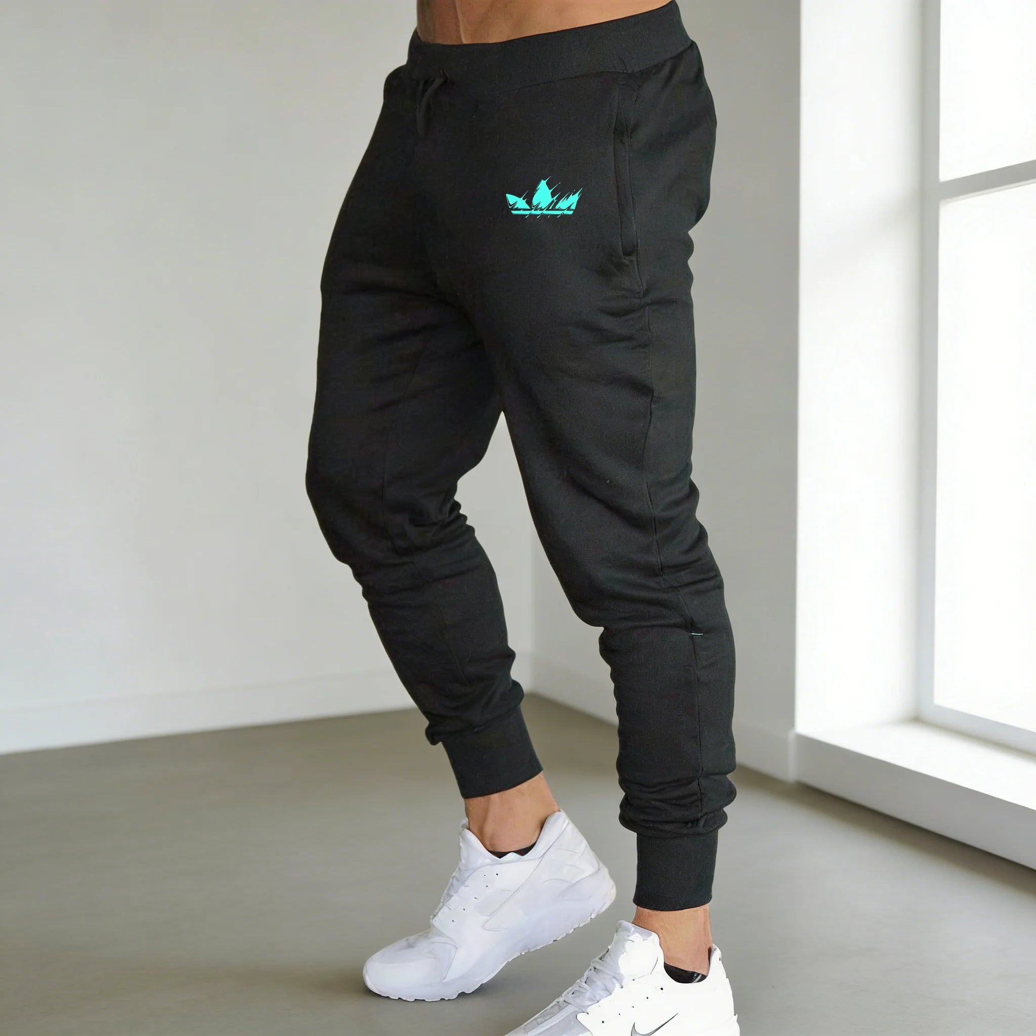 Mens Boyfriend Running pants Blue flame printing baggy pants neutral breathable baggy outdoor pants fashion design jogging pants