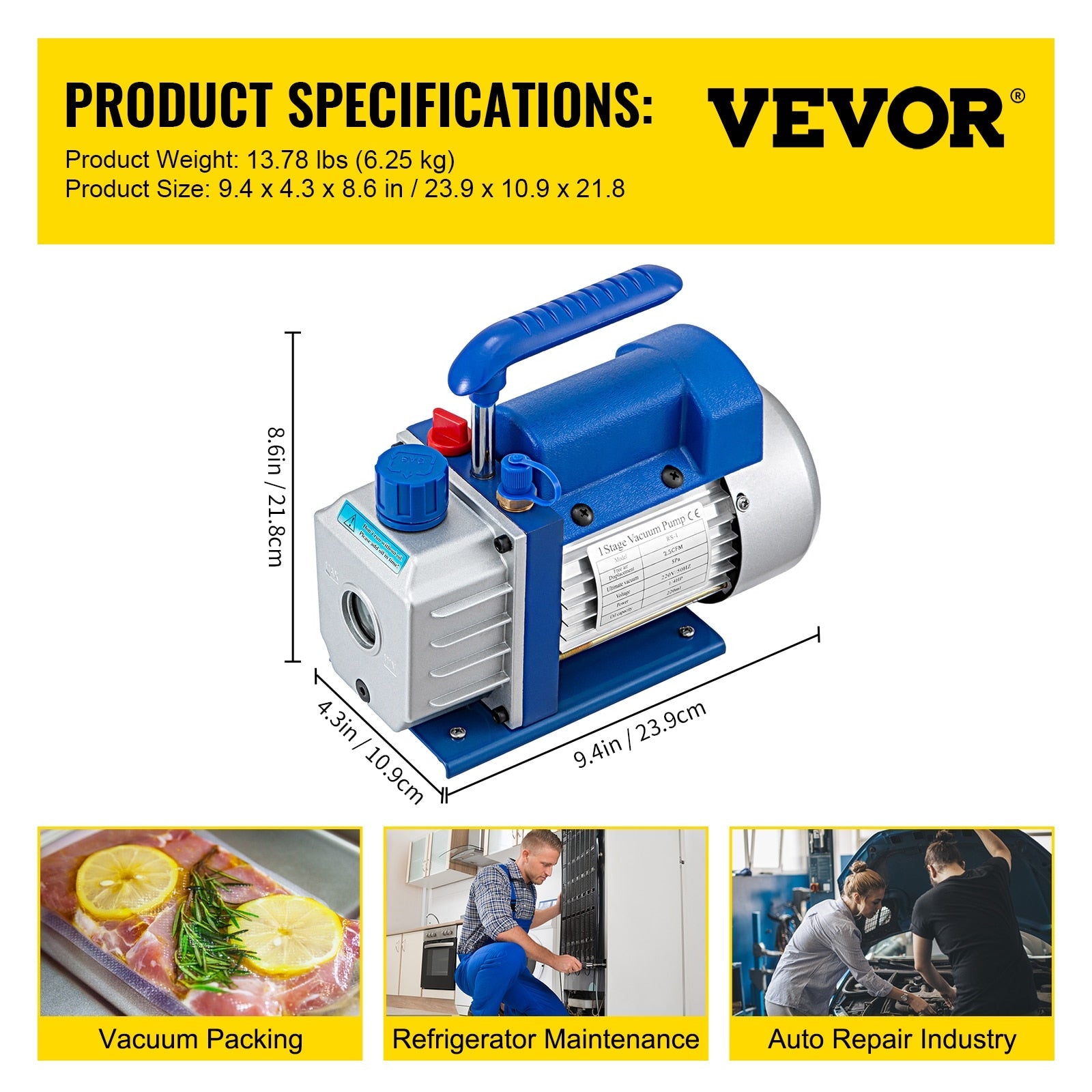 HVAC Refrigeration Vacuum Pump: 1-Stage, Choice of Manifold Gauge, 1.8-12CFM - Essential for Refrigerant Air Conditioning Maintenance