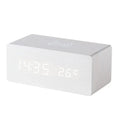 Wooden Digital Alarm Clock with Wireless Charging LED Clock with Time Date Temperature Desk Clocks for Office Bedside Clock