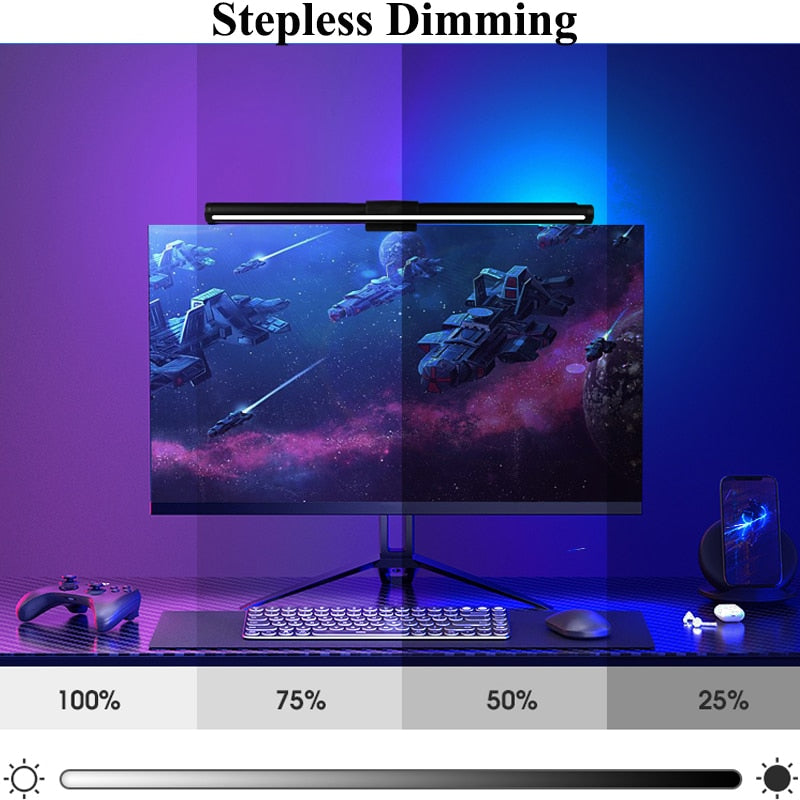 Desk Lamps: RGB LED Monitor Lights Bar with Stepless Dimmable Feature - Screen Hanging Light for Computer Screen Backlight in Home Office Study