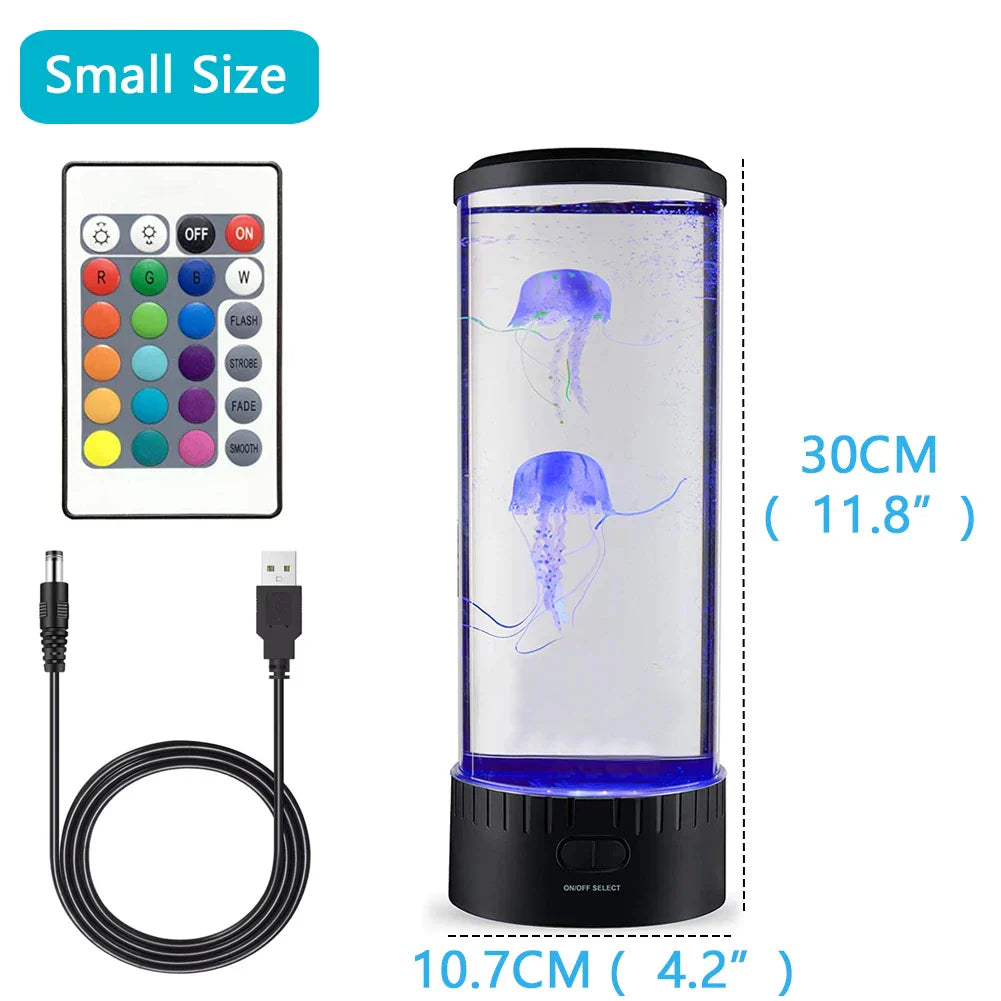 DecorBites™ Jellyfish Lamp: Remote Control LED Night Light, Color Changing Aquarium Décor, USB Charging