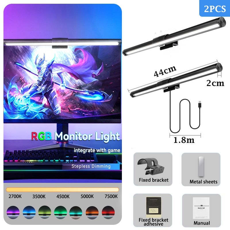 Desk Lamps: RGB LED Monitor Lights Bar with Stepless Dimmable Feature - Screen Hanging Light for Computer Screen Backlight in Home Office Study