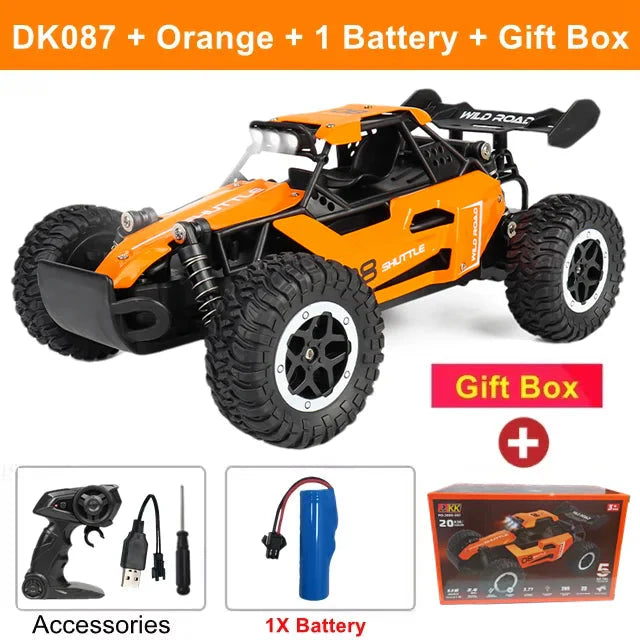 1:16 RC Drift Racing Car - High-Speed Off-Road Alloy Truck with LED Lights, 20KM/H, 2.4G Radio Control for Kids & Adults