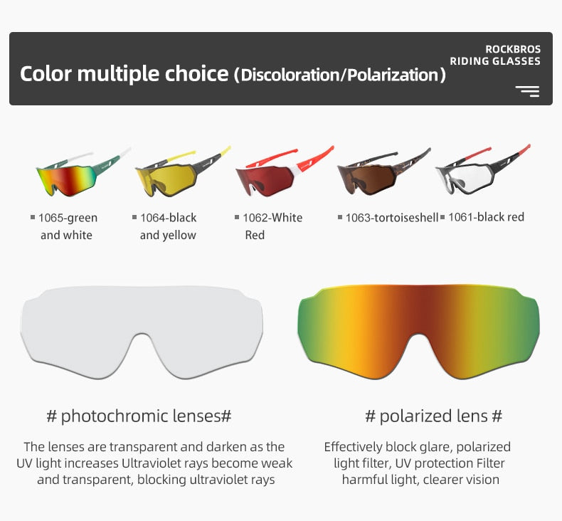 Photochromic Polarized Sunglasses for Men and Women - Cycling Glasses for Outdoor Sports, Hiking, and Biking with Inner Frame