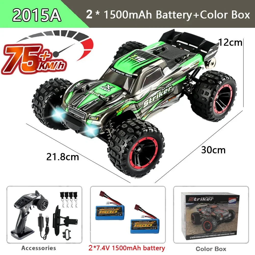 HAIBOXING 2105A 1:14 75KM/H 4WD RC Car Brushless RC Cars High Speed Drift Monster Truck Dual-battery for Kid vs Wltoy 144001 Toy