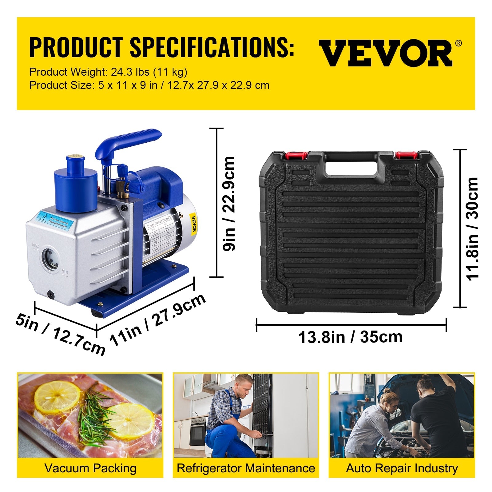 HVAC Refrigeration Vacuum Pump: 1-Stage, Choice of Manifold Gauge, 1.8-12CFM - Essential for Refrigerant Air Conditioning Maintenance