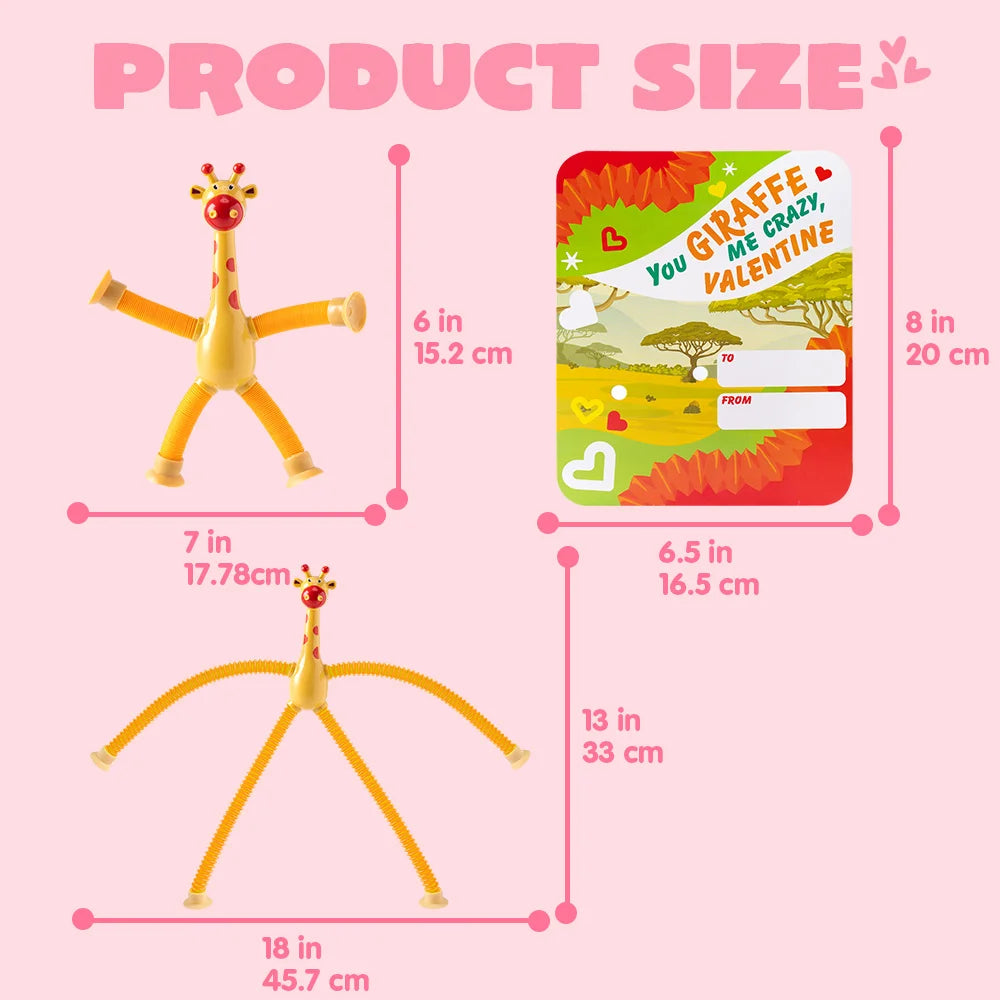 JOYFY 12 Pcs Valentine's Day Telescopic Suction Pop Tube with Cards for Kids Toys Party Favors Classroom Exchange Gifts