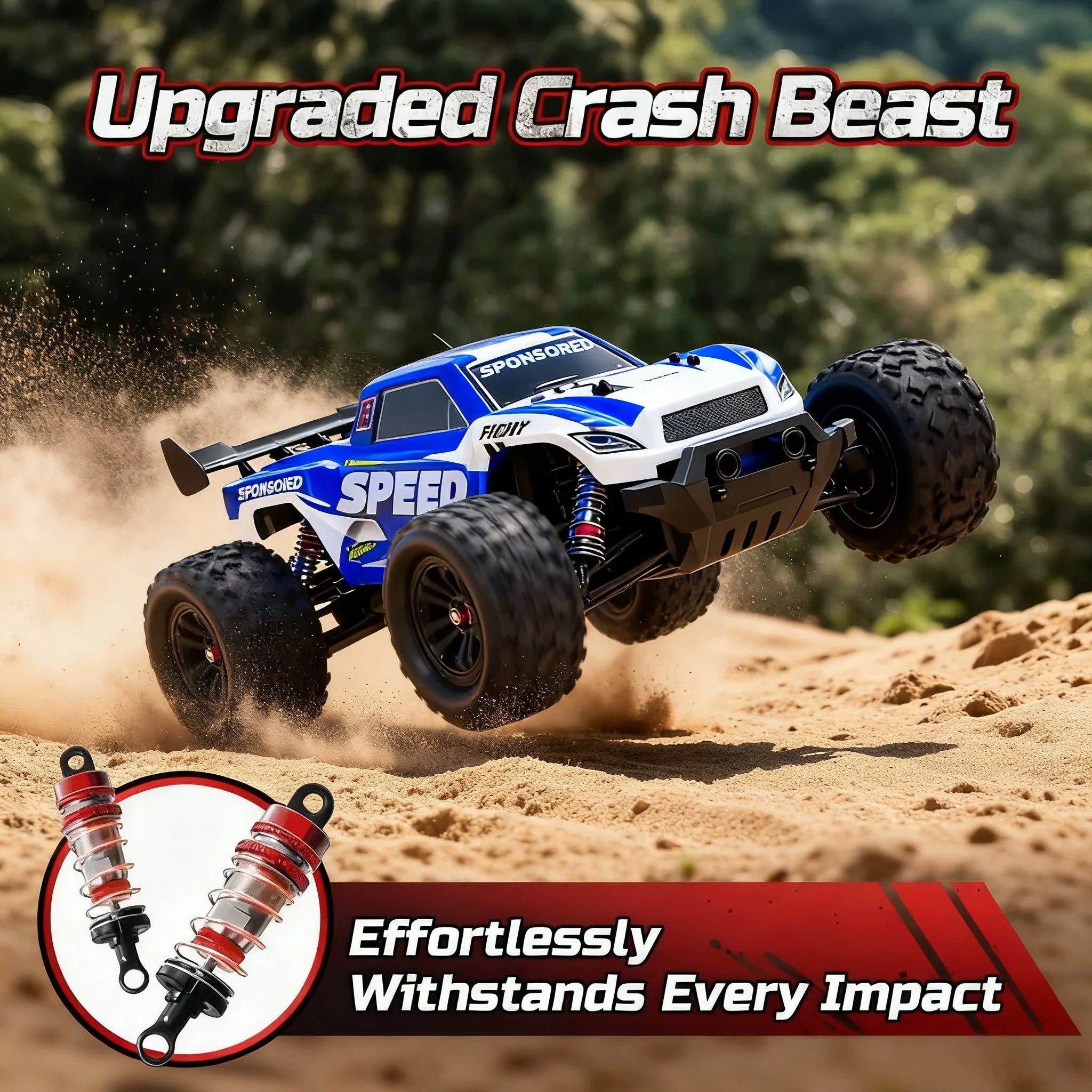 2.4GHz four-wheel drive all-terrain remote control truck toy, large all-terrain tires with LED lights, remote control off-road v