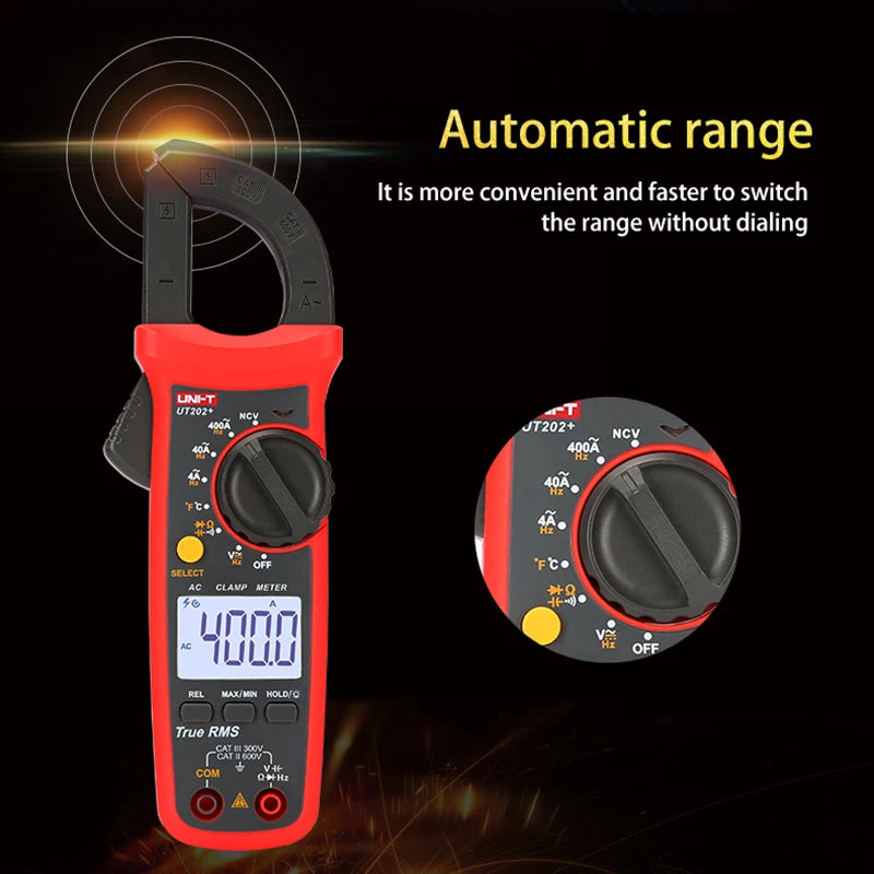 UNI-T UT204+ UT202A+ AC Amperimetric Clamp Meter 600A Hook Ammeter NCV Clamp Digital Multimeter Electric Tester Workshop Tools