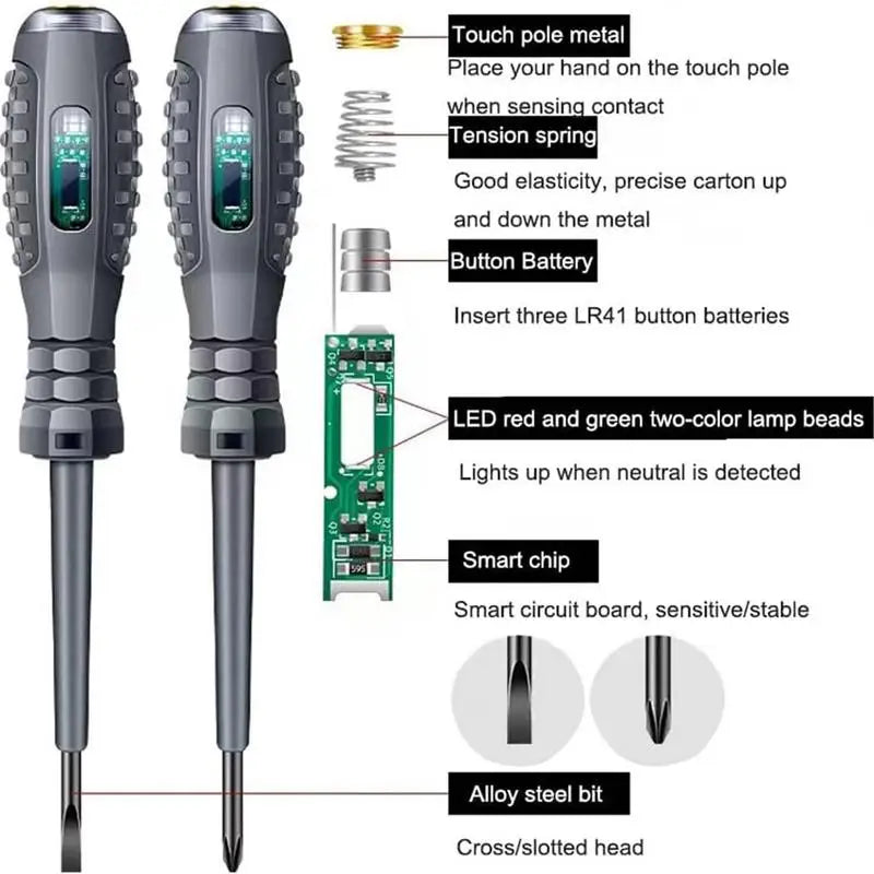 Intelligent Voltage Tester Pen Electricity Tester Screwdriver Magnetic Voltage Tester Screwdriver Detector With Light Display