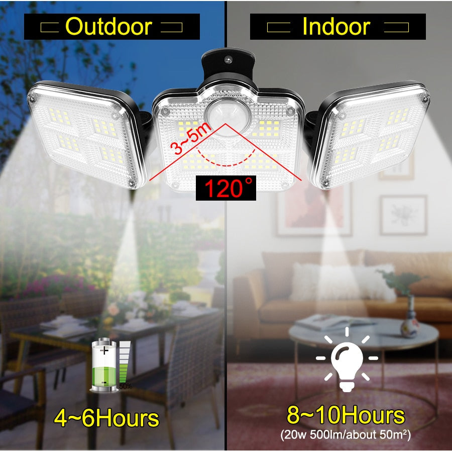 Super Bright Solar Lights | IP65 Waterproof Outdoor/Indoor Solar Lamp | Adjustable Head | Wide Lighting Angle