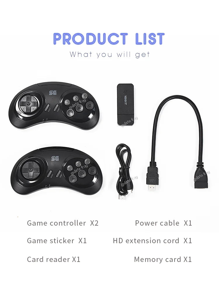 DATA FROG USB Wireless Handheld TV Video Game Console Build In 1900 Games 4k HDMI-Compatible Retro Game Console for SEGA/FC/GBA
