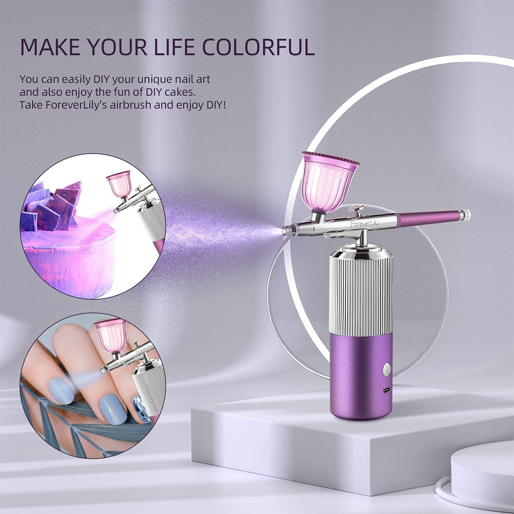 Top 0.3mm Mini Air Compressor Kit Air-Brush Paint Spray Gun Airbrush For Nail Art Tattoo Craft Cake Nano Fog Mist Sprayer