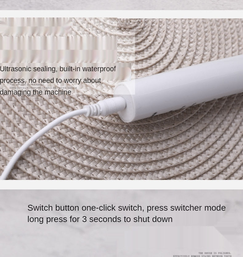 Jianpai Adult Black White Classic Acoustic Electric Toothbrush Adult 5-gear Mode USB Charging IPX7 Waterproof Acoustic Electric