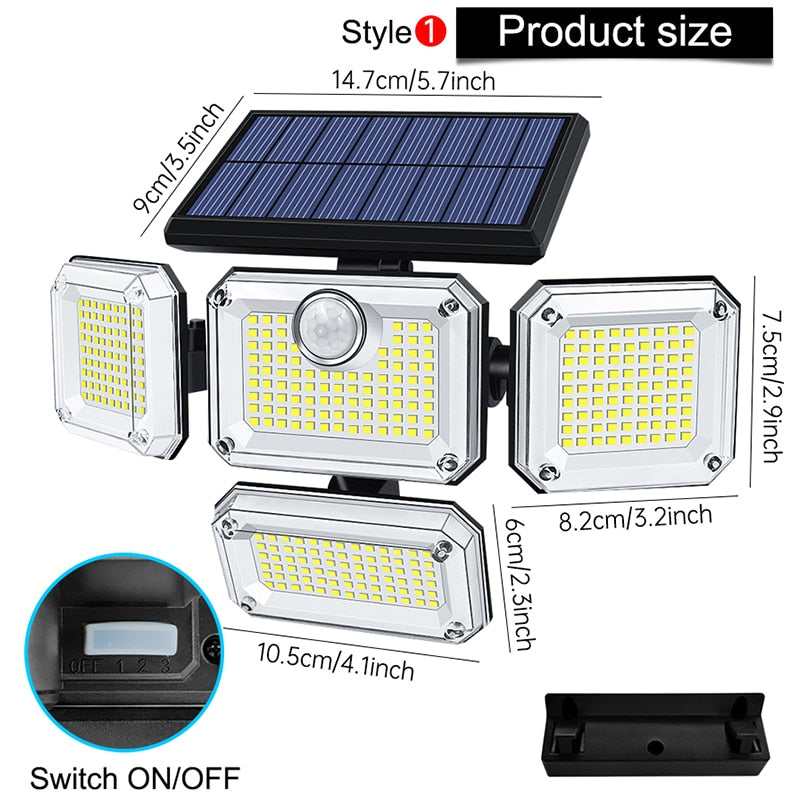 Super Bright Solar Lights | IP65 Waterproof Outdoor/Indoor Solar Lamp | Adjustable Head | Wide Lighting Angle
