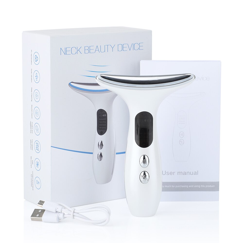 Heat EMS Face Neck Massager ION LED Photon Therapy Facial Lifting Beauty Devices Remove Double Chin Anti Wrinkle Skin Care Tools