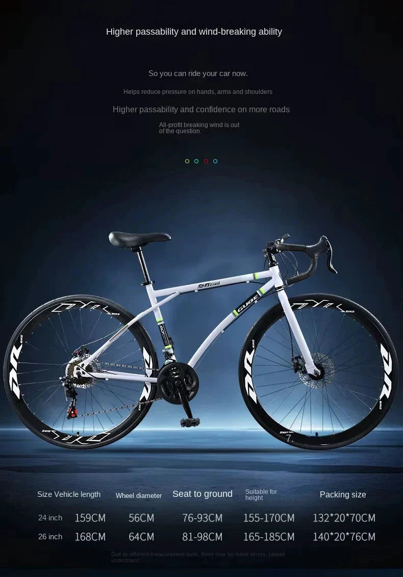 2025 New Road Bike 7/24 Speed Corner Handle Road Racing Bicycle Dual Disc Brake Lightweight Outdoor bicicleta Adult Teenagers