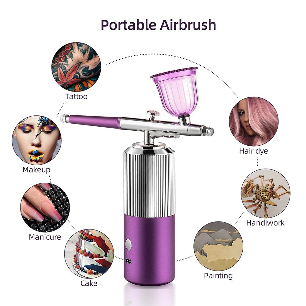 Top 0.3mm Mini Air Compressor Kit Air-Brush Paint Spray Gun Airbrush For Nail Art Tattoo Craft Cake Nano Fog Mist Sprayer