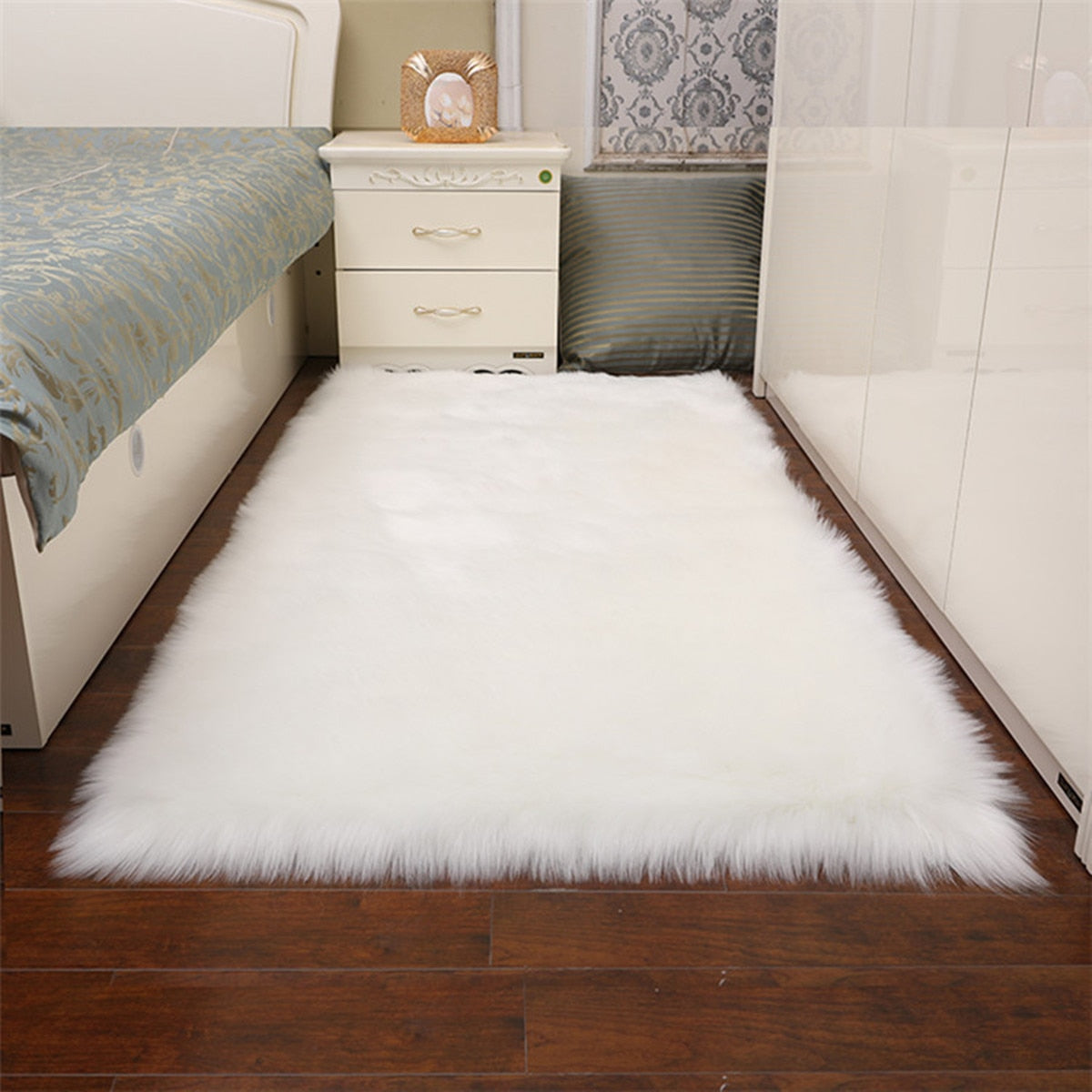 150x60cm Faux Soft Artificial Wool Fur Area Rugs Wool Shaggy Carpet Floor Mat Plush Sofa Cover Seat Pad for Living Room Bedroom