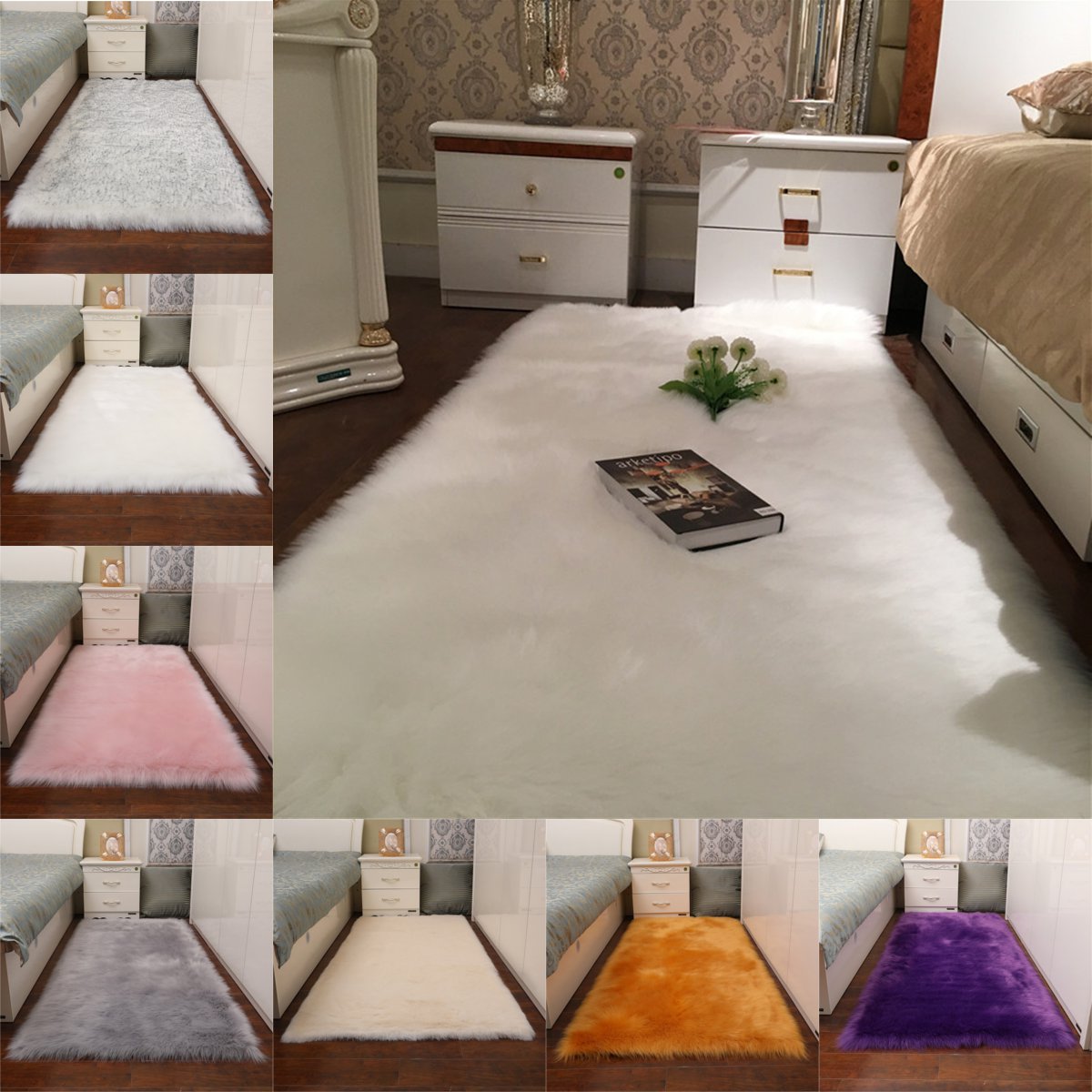 150x60cm Faux Soft Artificial Wool Fur Area Rugs Wool Shaggy Carpet Floor Mat Plush Sofa Cover Seat Pad for Living Room Bedroom