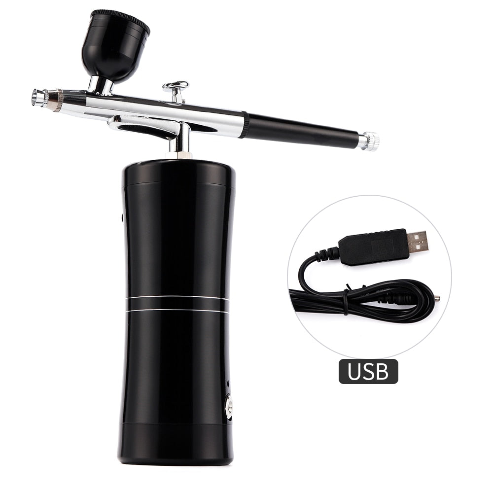Top 0.3mm Mini Air Compressor Kit Air-Brush Paint Spray Gun Airbrush For Nail Art Tattoo Craft Cake Nano Fog Mist Sprayer