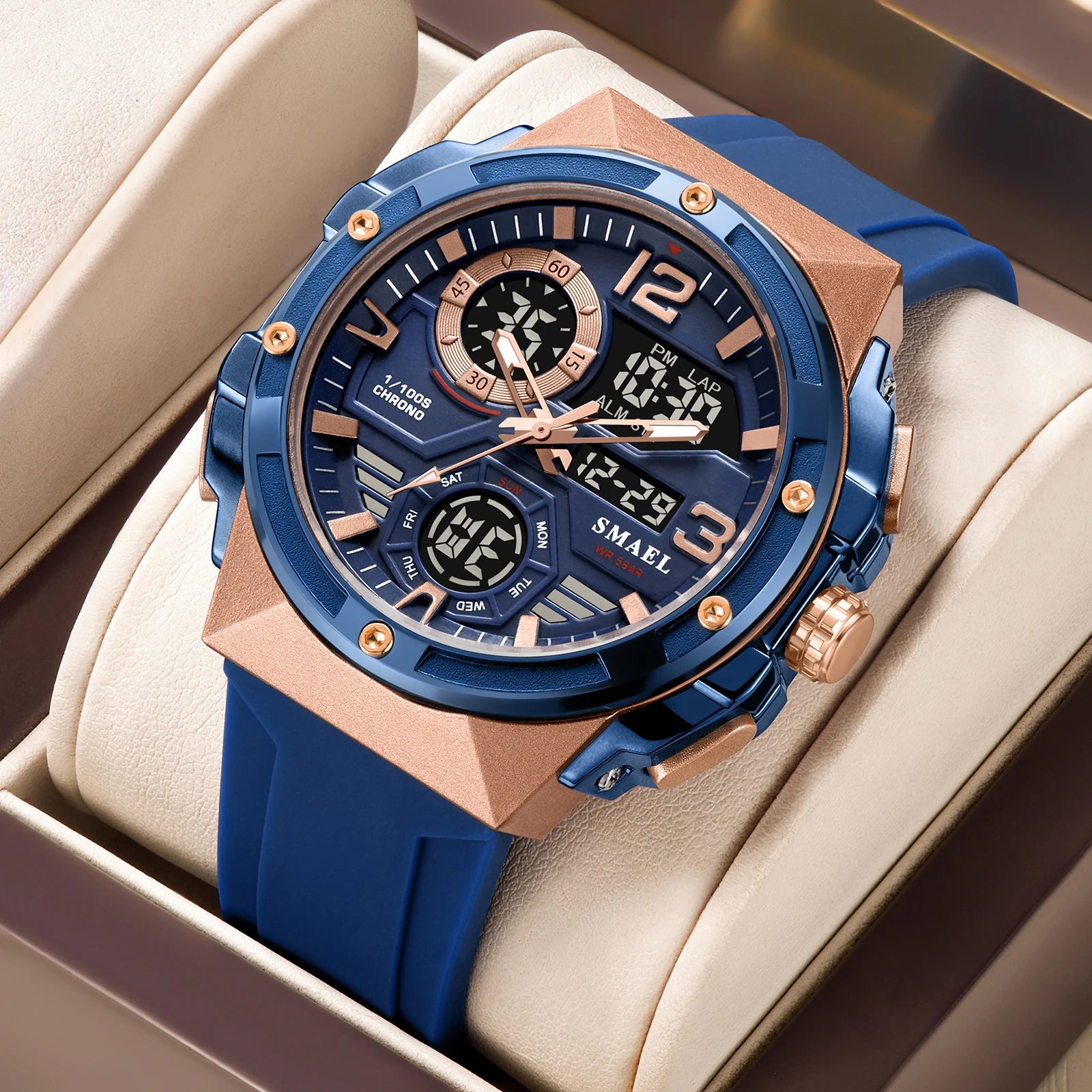 SMAEL 8118 Fashionable,casual and sporty men's watch with light alarm,stopwatch,waterproof and shockproof,multi-functional ,gift