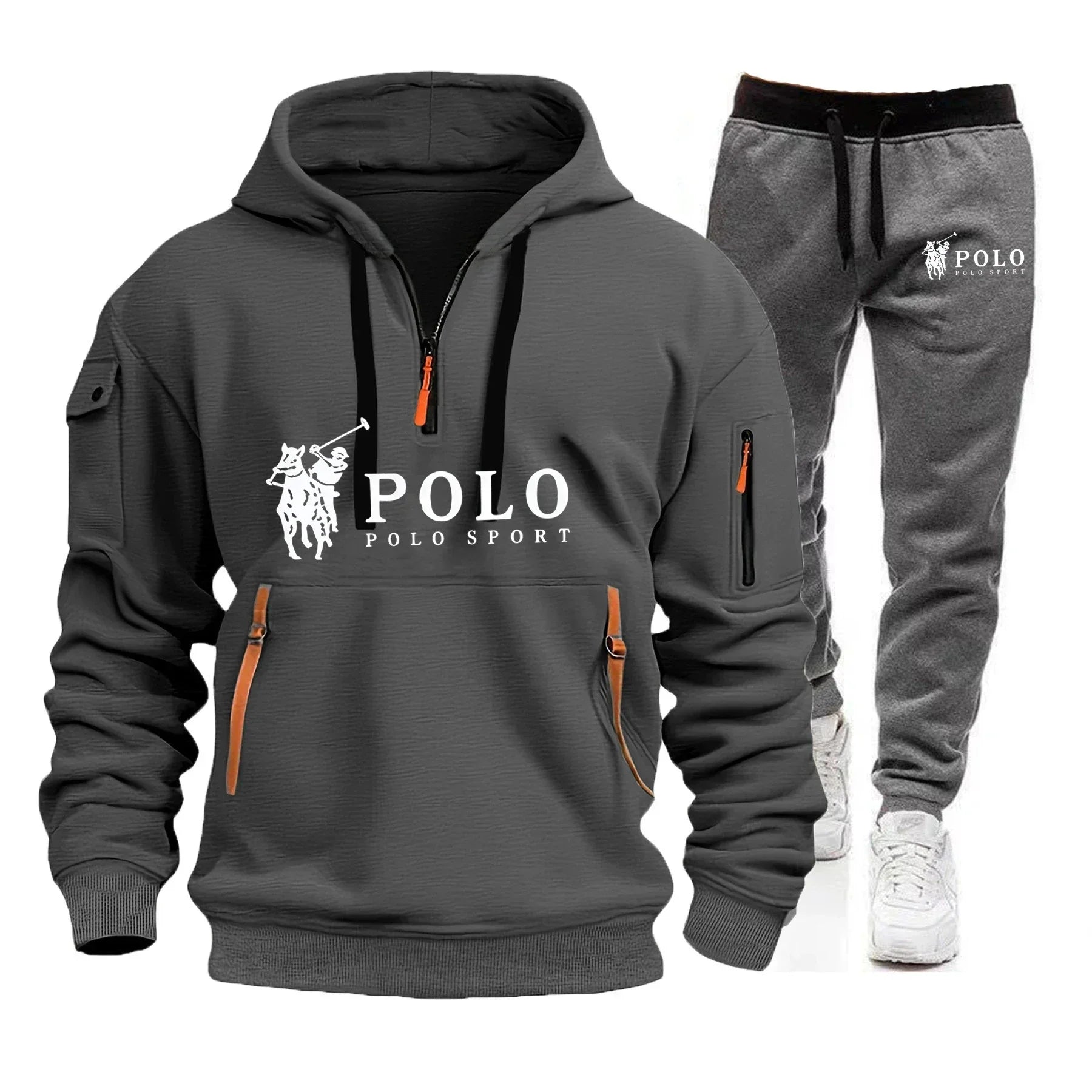 Autumn and Winter 2025 New Men's Casual Set, a Fashionable Outdoor Hiking Windproof and Warm Men's Hoodie and Pants 2-piece Set