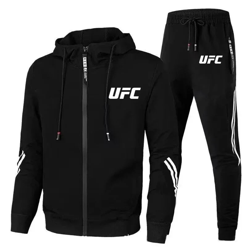 2026 new UFC collection of casual sportswear for men, featuring loose pants and an UFC-style jacket, suitable for outdoor cyclin
