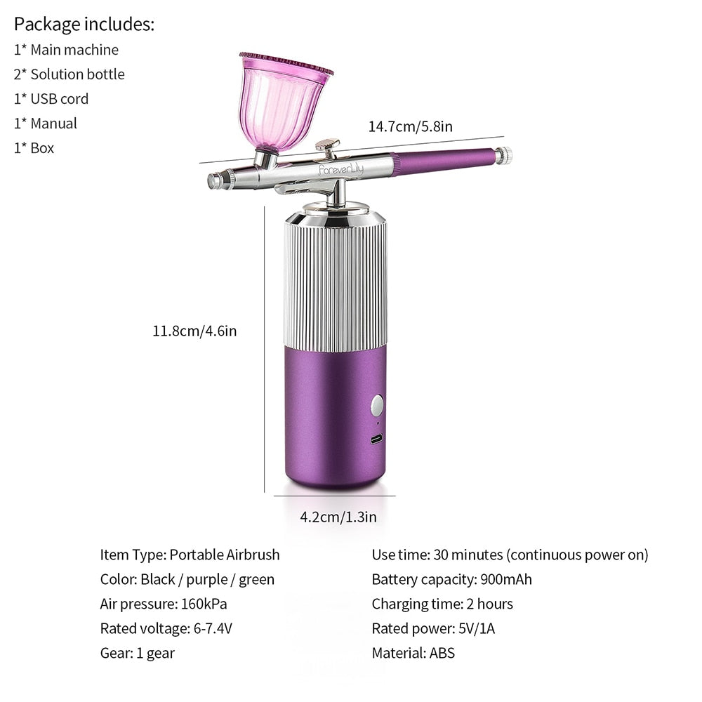 Top 0.3mm Mini Air Compressor Kit Air-Brush Paint Spray Gun Airbrush For Nail Art Tattoo Craft Cake Nano Fog Mist Sprayer