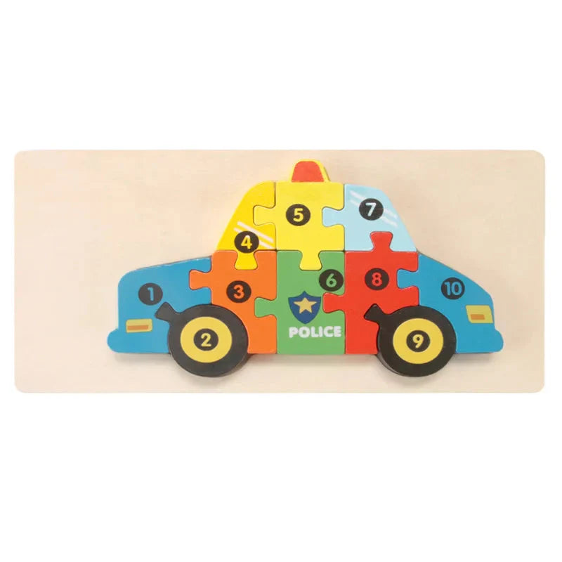 3D Stereoscopic Montessori Wooden Puzzle Cartoon Dinosaur Animal Shape Color Cognitive Educational Game Toy Kids Birthday Gift