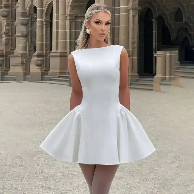 Townlike Elegant A-Line Mini Dress - Deep V Neck Party Dress